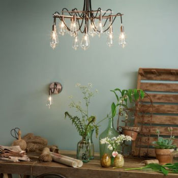 Scroll Single Wall Bracket Copper with Glass Bulb-shade